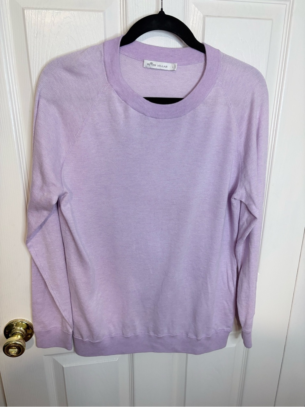 Peter Millar Pima Cotton Silk Cashmere Sweater Lavender Lilac Large - Picture 2 of 9